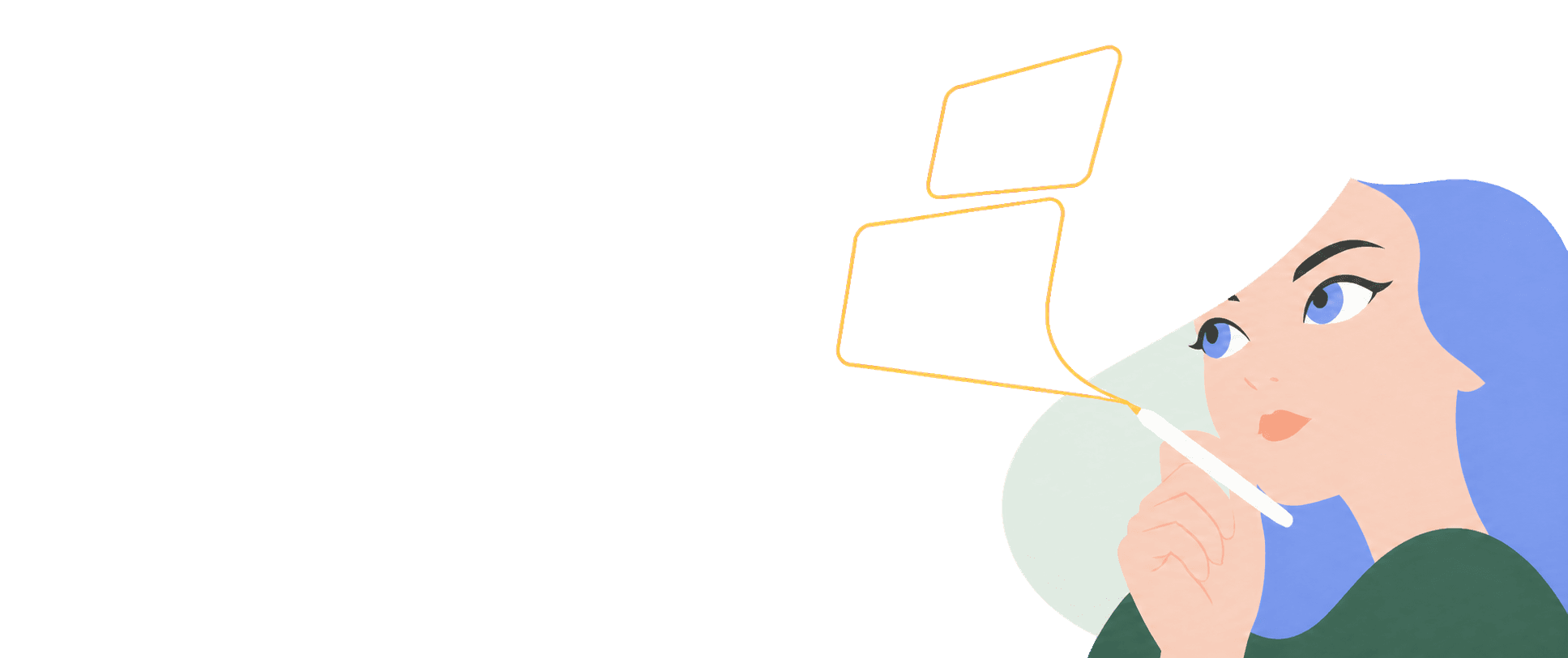 一位女性创作者正在把想法写成演示文稿